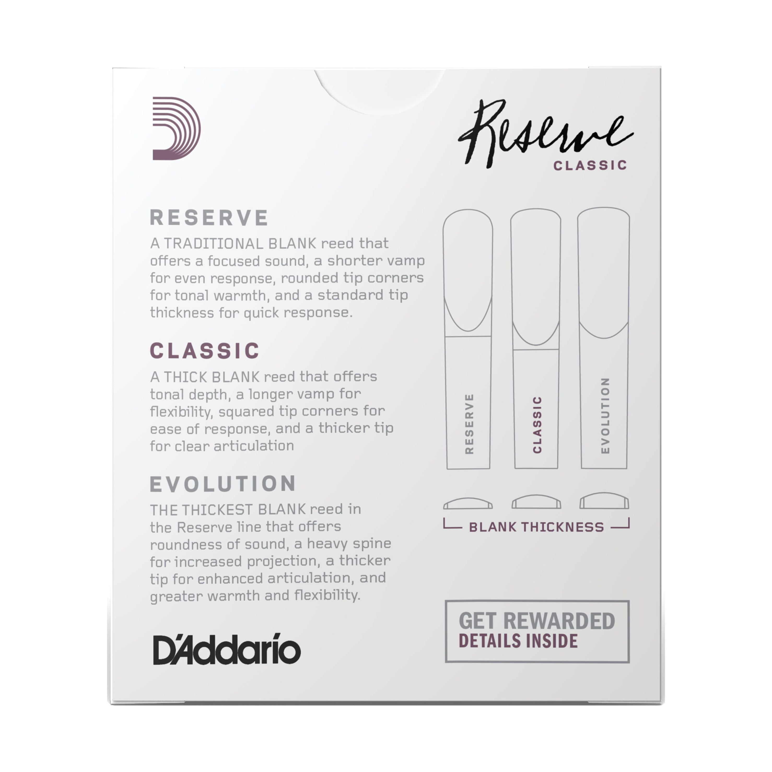D'Addario Reserve Classic Bb Clarinet Reeds, Strength 4.0, 10-pack