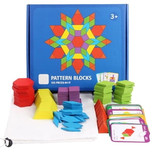 Ruiboury 155Pcs Blocs en bois Jouets éducatifs Tangram Blocs de construction colorés
