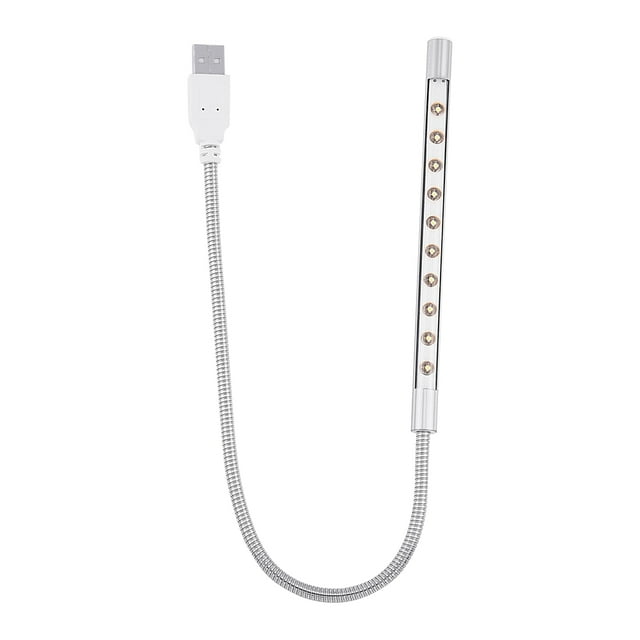 Lámpara LED portátil, elegante y de alto brillo, con USB, 10 unidades, color plateado, para PC/portátil.