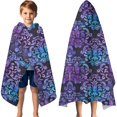 thumbnail image 3 of Purple and Blue Damask Pattern Hooded Bath Towel，60"x35" for Ages 3 To 12 Kids, Quick Dry Lightweight Soft Microfiber Hood Beach Towel Cover Up for Kids, 3 of 7