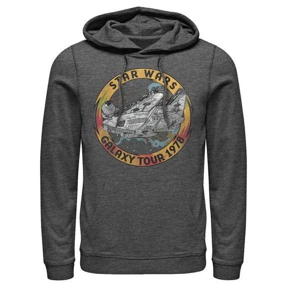 Men's Star Wars: The Rise of Skywalker Vintage Galaxy Tour Pull Over Hoodie Charcoal Heather Small