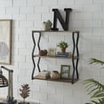 thumbnail image 3 of Danya B. Rustic Brown Industrial Zigzag Black Iron Floating 3-Tier Wall Shelf, 3 of 6