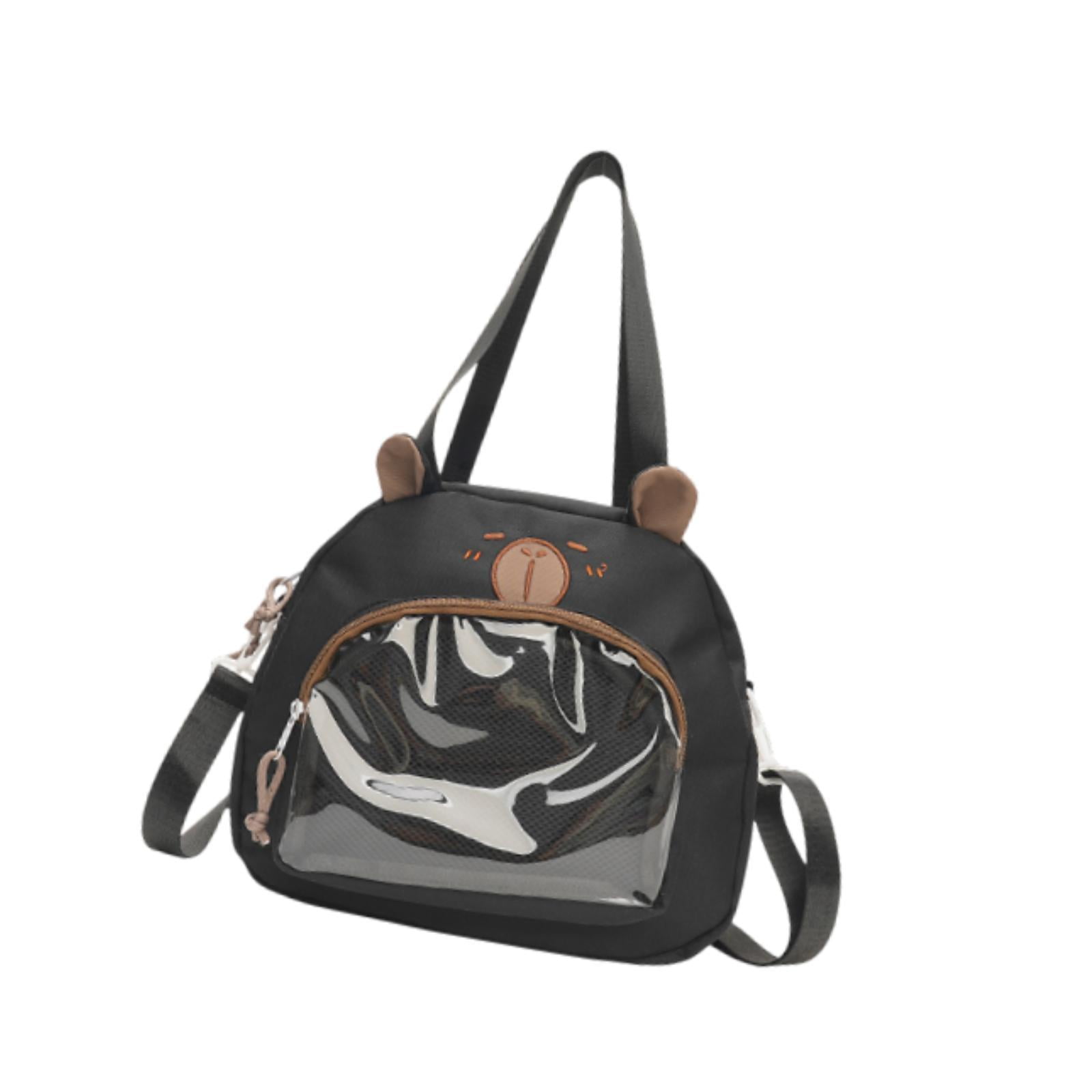 FVDPWYE Ita Bag Badge Bag Cute Capybara Girls PVC Pin Display Bag for Shopping Halloween Black