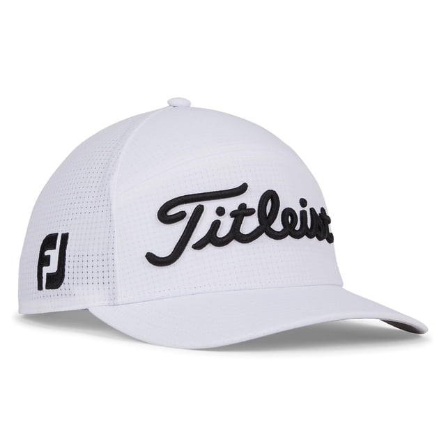 Gorra Titleist Tour Elite Blanca y Negra con Malla Transpirable