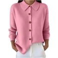 thumbnail image 5 of Atogsazn Women's Button Down Sweater Casual Knitted Long Sleeve Sweaters Winter Warm Coat Tops Clothes Pink S Fashion, 5 of 6