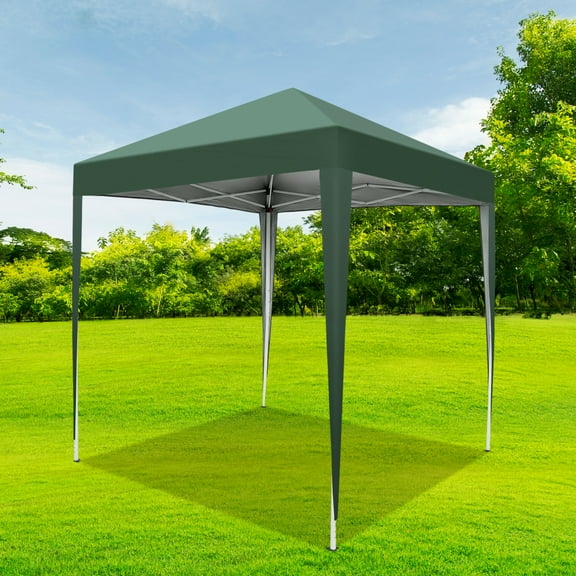 Pop Up Canopy Tent 6.5 x 6.5ft Two Doors and Two Windows Practical Waterproof Right-Angle Folding Tent, Portable Canopy Tent for Outdoor Camping and Garden(Green)