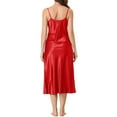 thumbnail image 4 of INSPIRE CHIC Women's Satin Nightgowns V-Neck Camisole Lounge Pajamas Long Silky Dress M Dark Red, 4 of 6