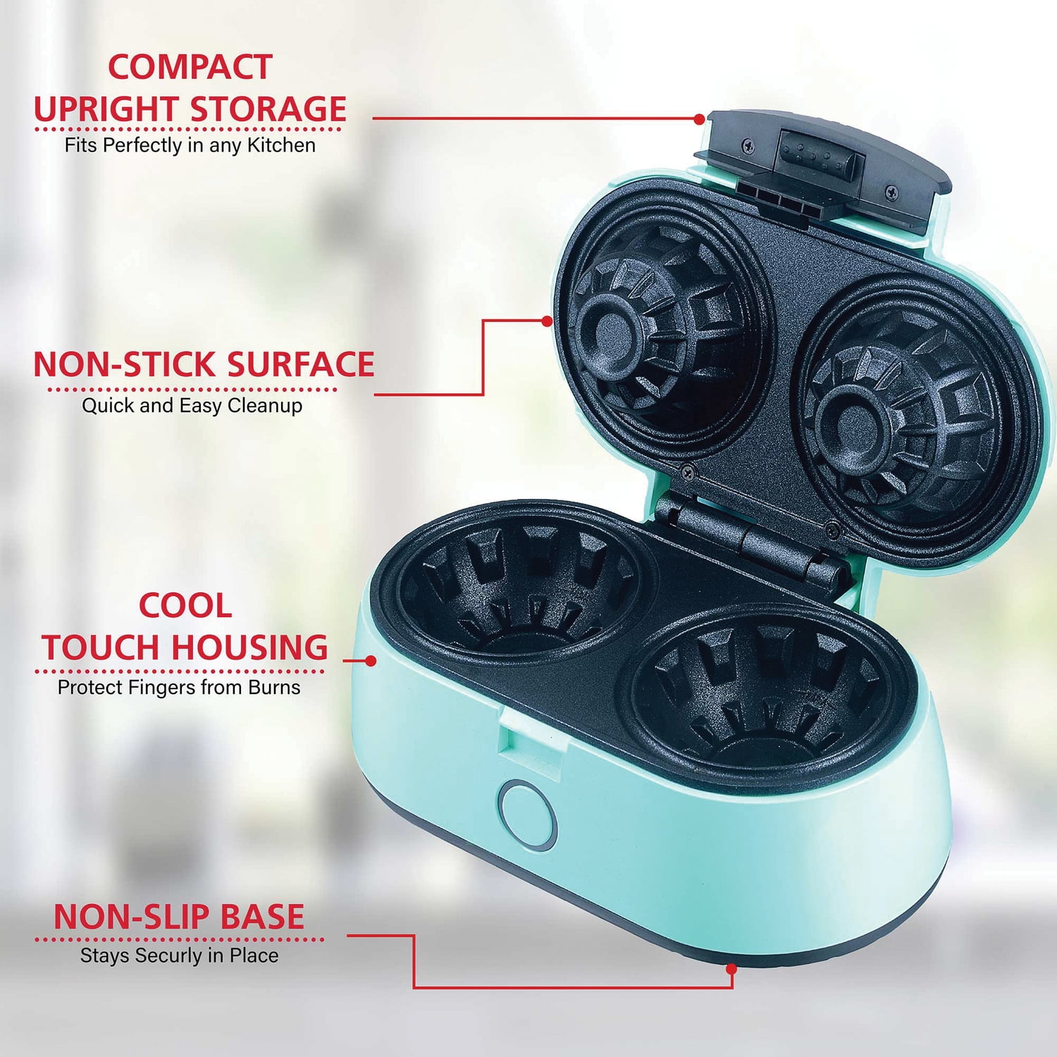Brentwood Just For Fun 2-Waffle Electric Waffle Bowl Maker, Blue