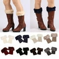 thumbnail image 6 of Yokua 1 Pair Winter Warm Furry Boot Cuffs for Women Ribbed Knitted Boot Topper Socks, 6 of 19