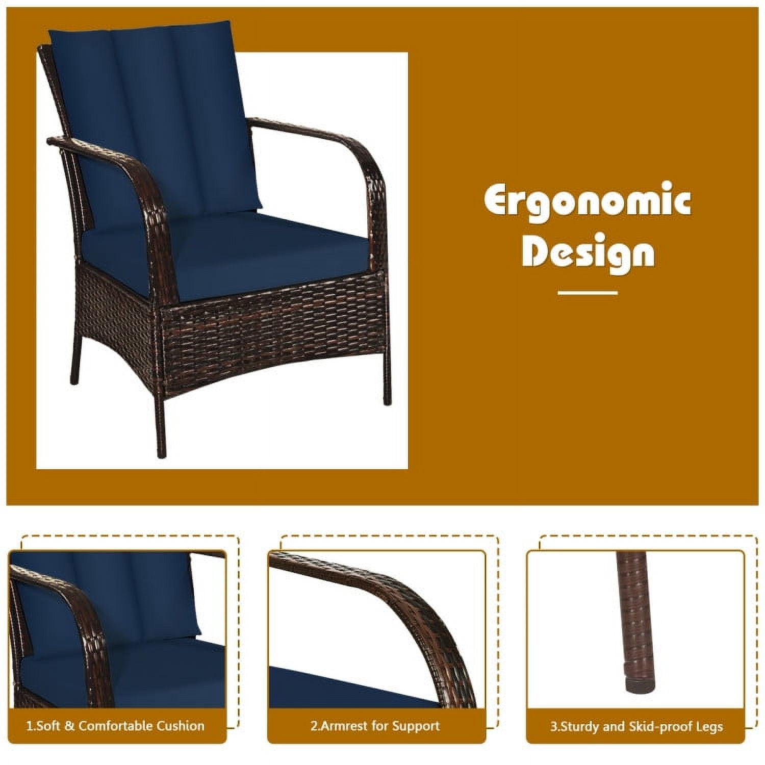 Aimee Lii 3 Pcs Patio Conversation Rattan Furniture Set, Small Patio Set with Glass Top Coffee Table and Cushions, Navy Aimee Lii 3 Pcs Patio Conversation Rattan Furniture Set, Small Patio Set with Glass Top Coffee Table and Cushions, Navy