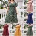 thumbnail image 1 of Sentmoon Robes pour Invité de Mariage Surdimensionnées Manches Courtes Robes d'Été Décontractées pour Femmes avec Imprimé Col en V Décontracté Robes de Plage Douces et Confortables pour Week-End Brunch Vert TG, 1 of 9