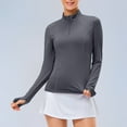 thumbnail image 2 of BiZtdJrK Workout Tops for Women 1/4 Zip Up Long Sleeve Running Athletic Shirts Lightweight Slim Fit Yoga Sport T Shirt with Thumb Holes Gray L, 2 of 9