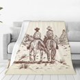 thumbnail image 1 of Balery Cowboys Riding Horses Manta de Felpa Suave y Acogedora – Cobija de Franela Aterciopelada para Cama, Lavable y Cálida para Sofá, Mascotas, Transpirable-50"x40", 1 of 7