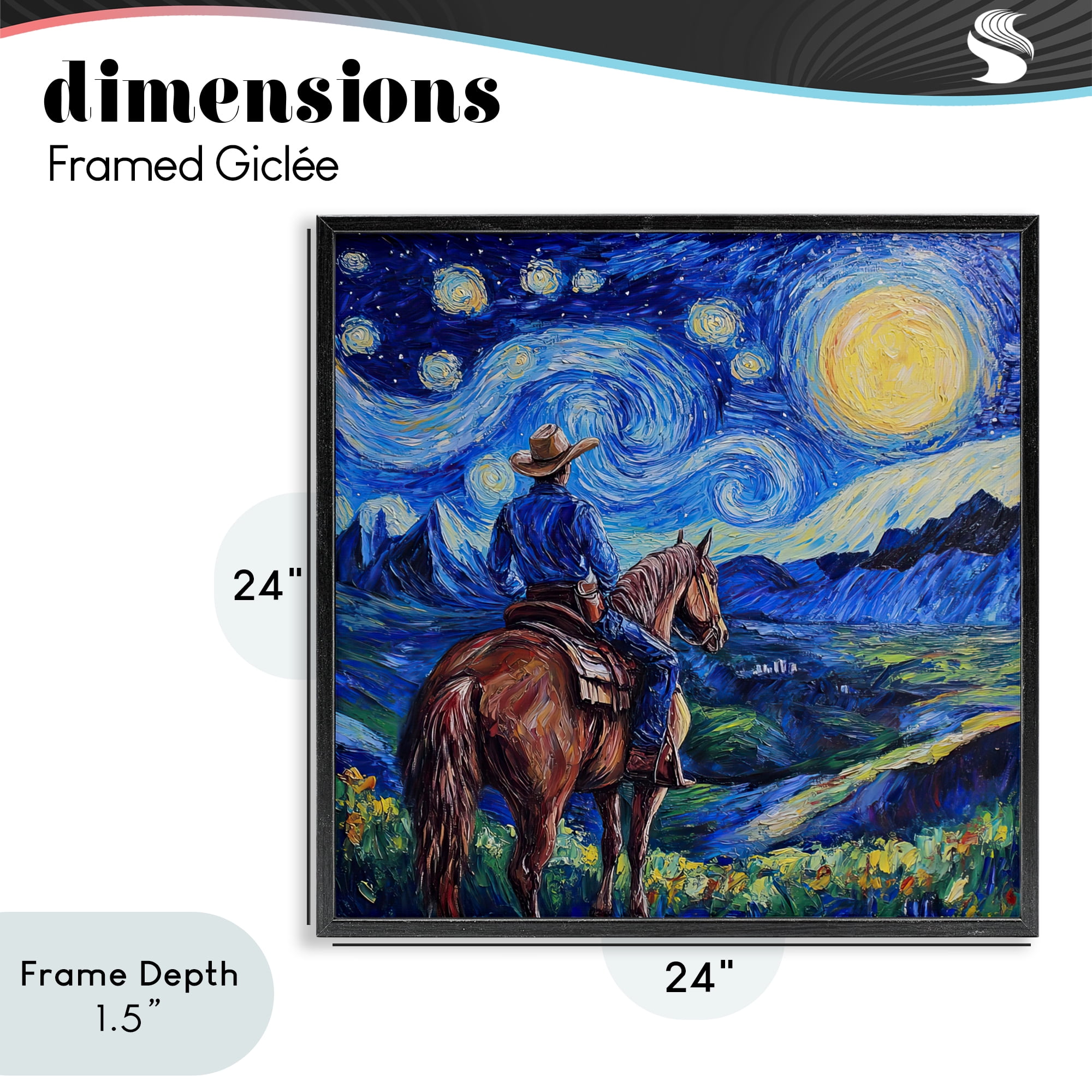 Stupell Industries Starry Night Cowboy Black Framed Giclee Art, design by Tina LeCour