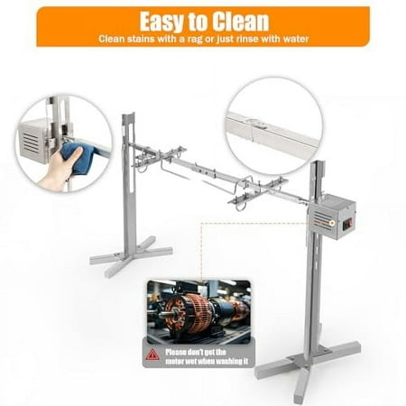 53" Electric Rotisserie Grill Kit, 88.18LBS Pig Spit Rotisserie Grill, 25W Rotatable Motor BBQ Rotisserie Kit, Outdoor Picnic Cooker Grill with Adjustable Height, for Outdoor Camping Party