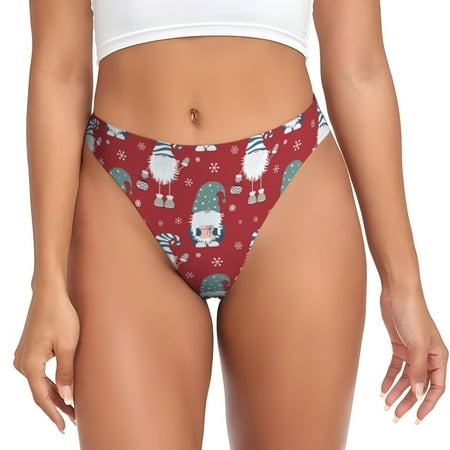 Adobk Gnome And Snowflakes Print Seamless Women Underwear Thongs No Show Ladies Thong No Line Breathable Comfortable Panties Undies for Women-Large