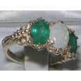 thumbnail image 3 of LBG 10k White Gold Natural Opal & Emerald Womens Trilogy Ring - Size 5.75, 3 of 5