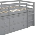 thumbnail image 6 of Twin Size Low Loft Bed with Retractable Writing Desk and 4 Drawers,Wooden Loft Bed with Lateral Portable Desk and Shelves, 6 of 8