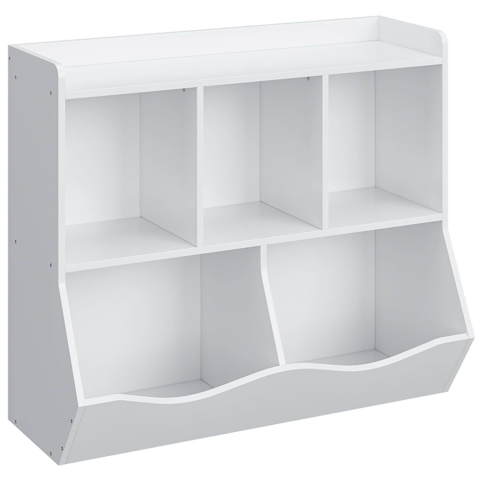 Kids Toy Storage with Bookshelves, Multifunctional Toy Storage Organizer, Toys Box with 5 Storage Compartments, Kids Bookcases Cabinets for Playroom, Bedroom, Nursery, Preschool