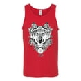 thumbnail image 2 of Drawn Tribal Wolf Animal Lover Mens Graphic Tank Top, Red, 2XL, 2 of 3