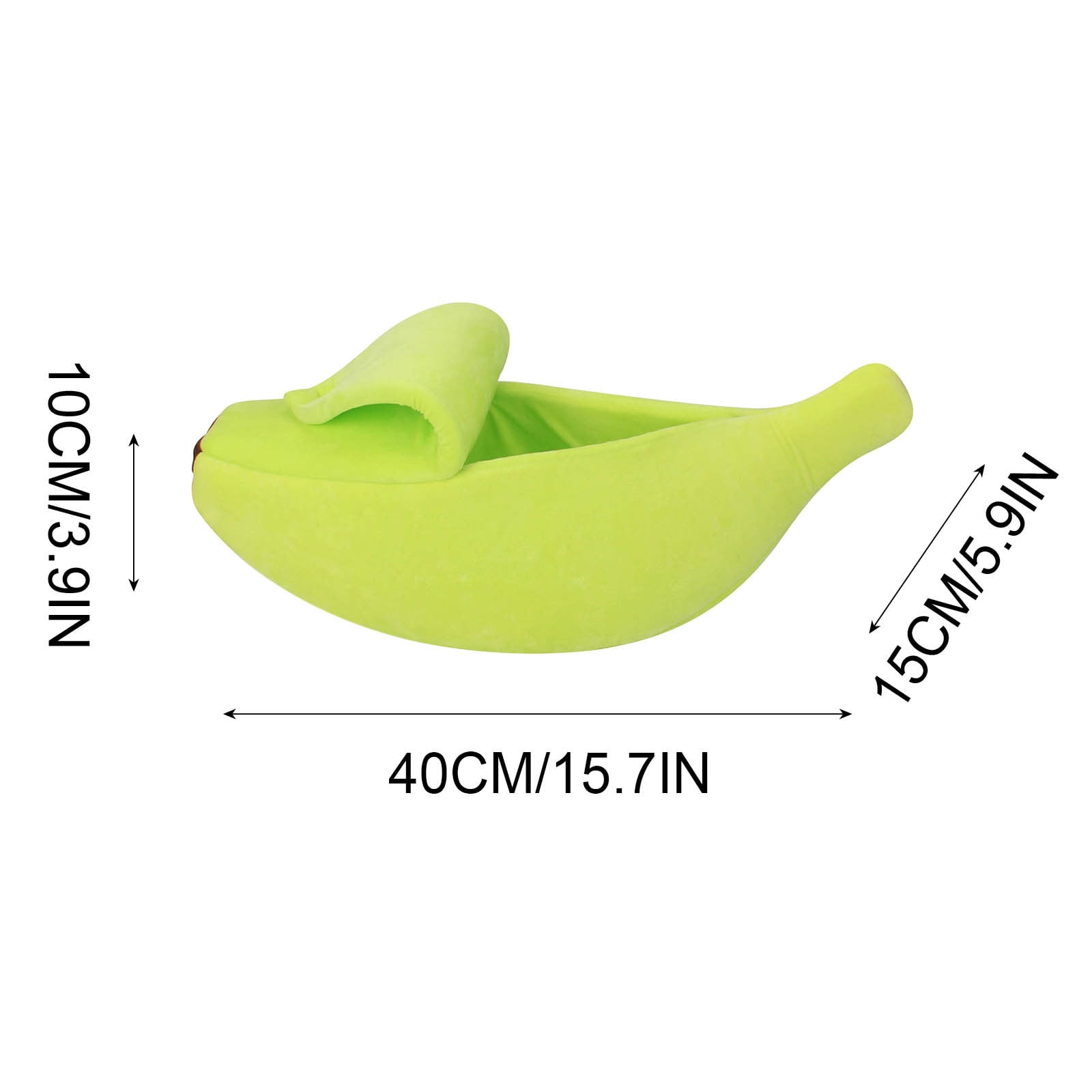 PureCasa Banana Shaped Soft Dog Cat Bed for Fall Winter, Short Plush Enclose Fluffy Pet Bed Kennel Cushion, Sleeping Pad for Small Cats Dogs, Modern Decor, Oval, 1 Pack, S 16"x6"x4", Green