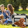 thumbnail image 6 of Dkelincs 24 inch Collapsible Dog Crate Small Foldable Kennel Travel Cat Dog Carrier with Mesh Windows, Beige, 6 of 8