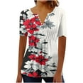 thumbnail image 2 of PNTUTB Women's Short Sleeve Fashion Printed Button Up Ruffled V Neck Casual Loose Pullover T Shirts, 2 of 6