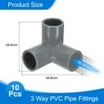 thumbnail image 2 of Conectores de tubería Uxcell de 3 vías, 1/2 pulgada, codo de 90 grados, accesorios para muebles y estanterías de jardín (10 unidades), gris, 2 of 5
