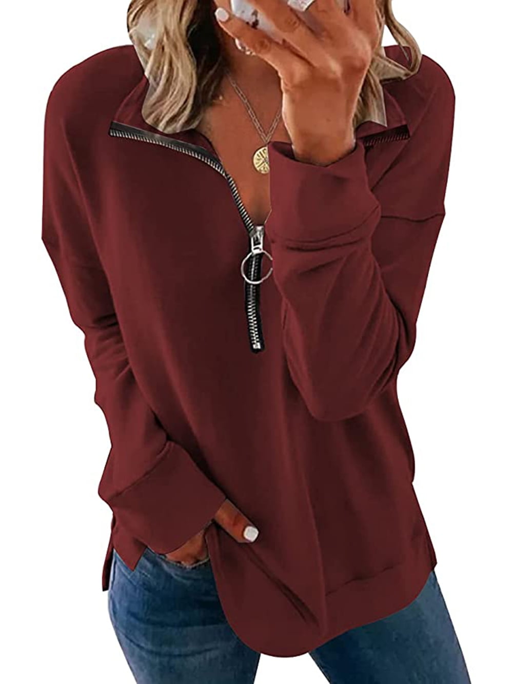 PRETTYGARDEN Women's Causal Patchwork Hoodie Lapel Zipper Long Sleeve Pullover Sweatshirts 