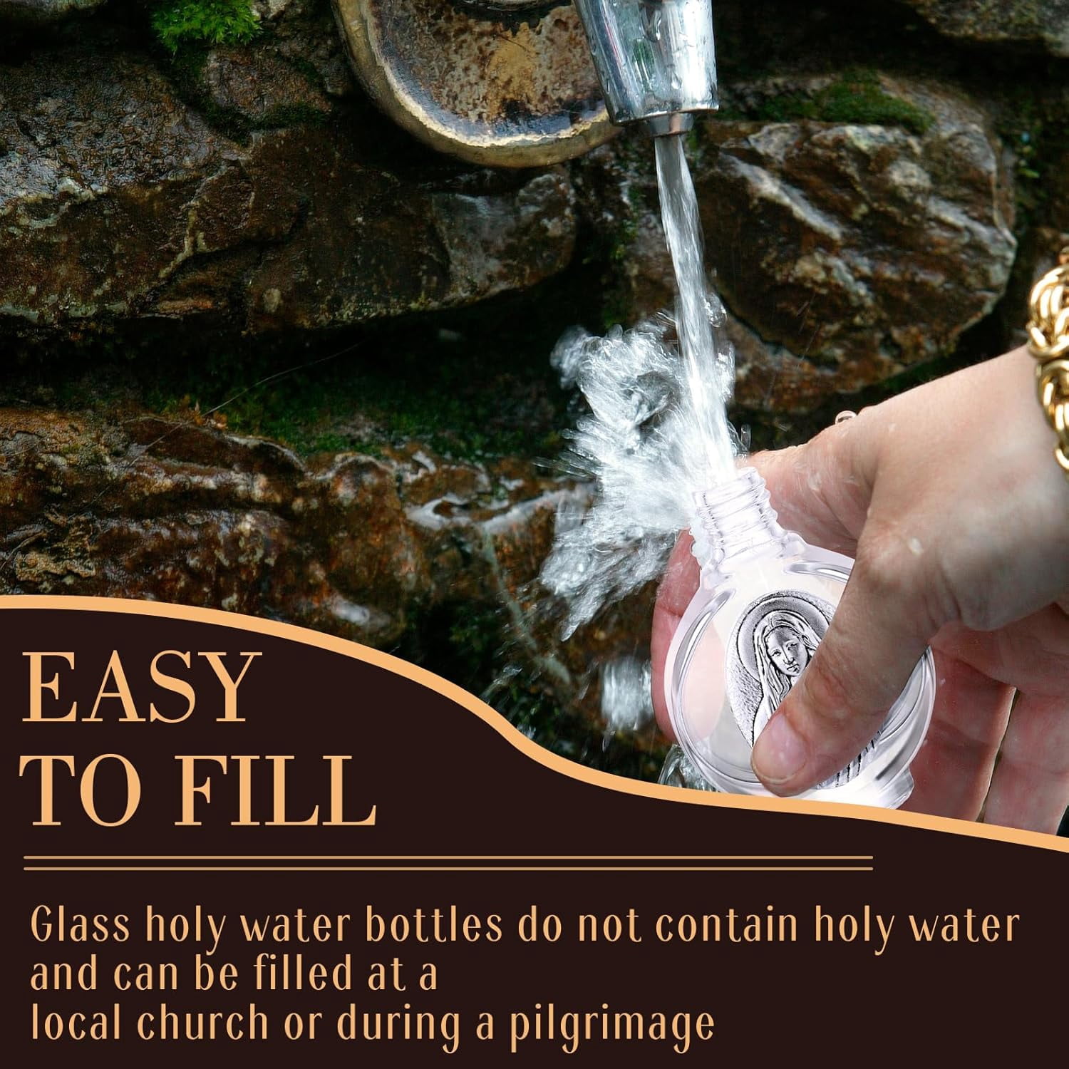12 Pcs Wedding Glass Holy Water Bottles 0.5 oz First Communion Embossed Catholic Baptism Favor Christian Water Container Bulk Gift Church Decor(Silver,Immaculate Heart of Mary)