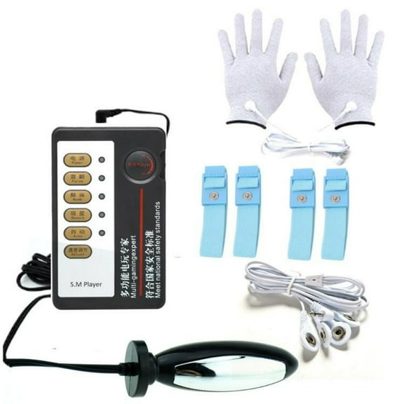 Silver Conductive Massage Gloves and Rings TENS Massager Kit
