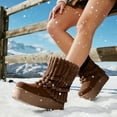 thumbnail image 3 of Lurnyet Women Winter Fuzzy Boots Faux Fur Lined 2 inch Sole Calf High, 3 of 4