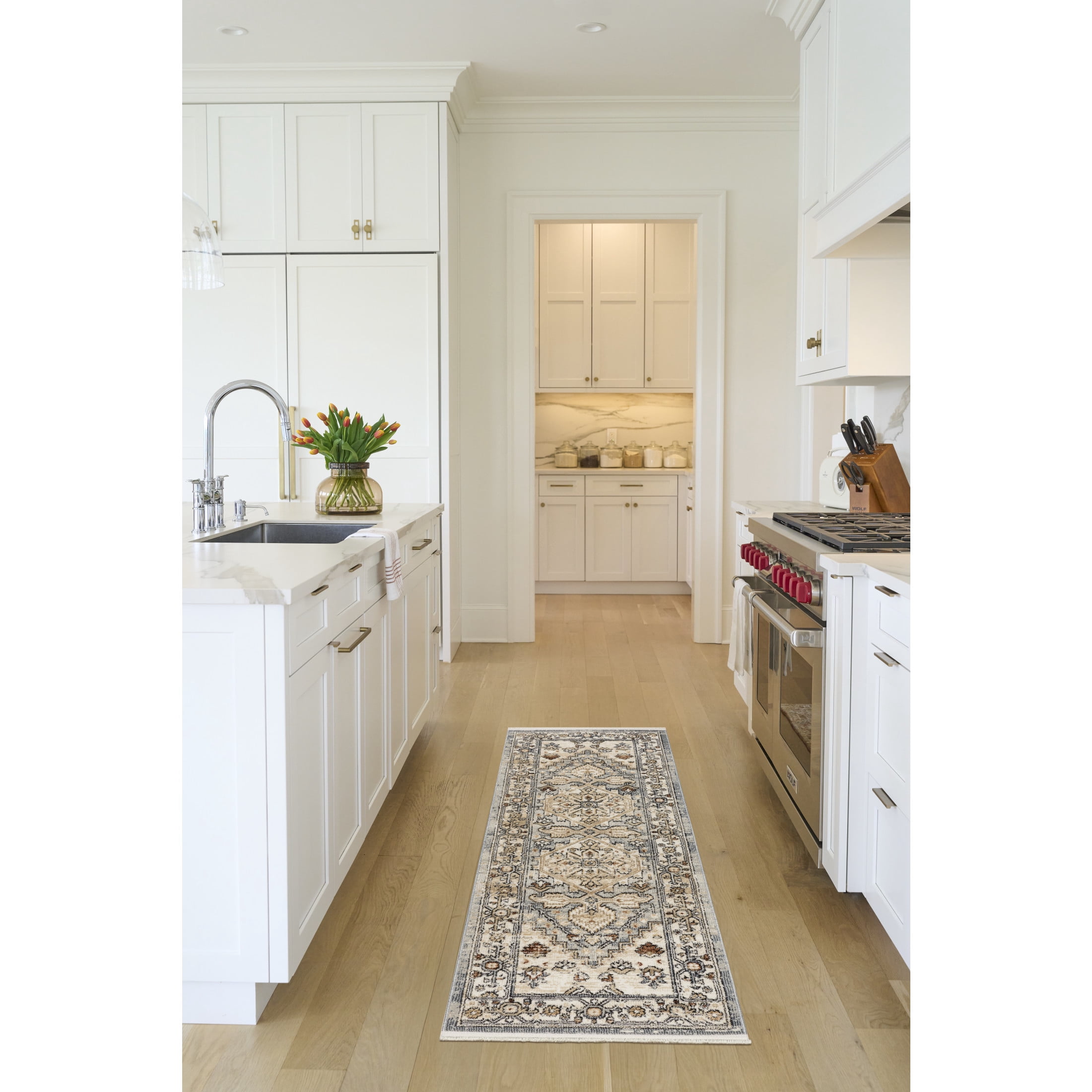 Nourison Pardis 2' x 6' Blue Taupe Vintage Indoor Rug