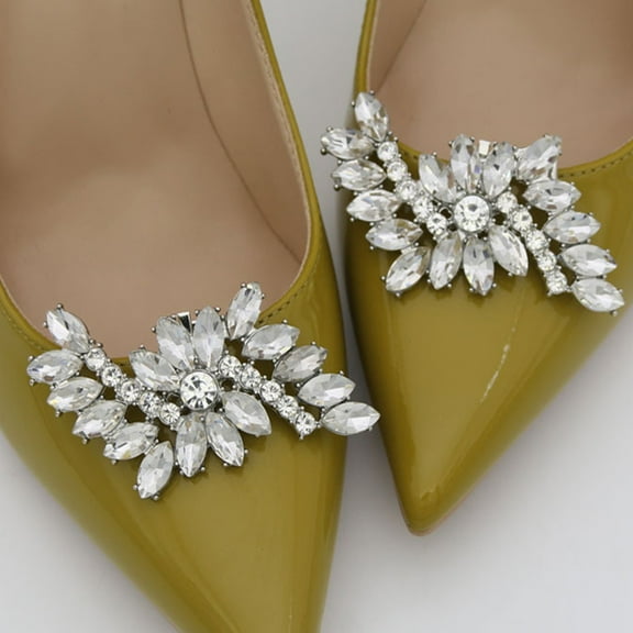 SHINYPASING Alloy Shoe Clips Silver Decorative Accessory for Wedding Party 1 Pair
