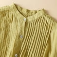 thumbnail image 5 of Women's Cotton Linen Tops Summer Trendy V Neck Half Sleeve Button down Shirt Pleated Flowy Lightweight Blouses (XL, Yellow), 5 of 5