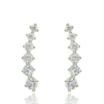 AVORA 10K Yellow Gold Ear Crawler/ Climber Simulated Diamond CZ Earrings