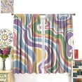 thumbnail image 2 of Abstract Colorful Groovy Curtains, Modern Aesthetic Cute 70s Retro Spiral Swirl Rainbow Wavy Window Drapes for Kids Girls Bedroom Livingroom, 63" W X 63" L, 2 of 7