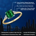 thumbnail image 2 of Gem Stone King 10K Two Tone Gold Green Nano Emerald and White Lab Grown Diamond Engagement Ring for Women | 0.74 Cttw | Cushion 7MM | Gemstone May Birthstone | Size 6, 2 of 6
