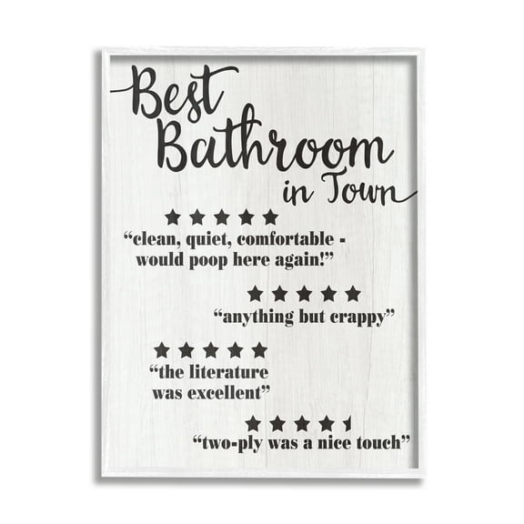 Stupell Industries Five Star Bathroom Funny Word Black And White Textured Design, 24 x 30,Design by Daphne Polselli