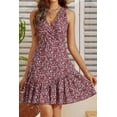 thumbnail image 3 of Women's 2025 New Summer Sleeveless Sexy Wrap V Neck Floral Sundress Mini Dress, 3 of 12