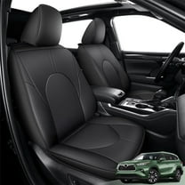 Car Seat Covers Custom Fit for Toyota Highlander 2020 2021 2022 2023 2024 2025: 7 Seats Full Set Seat Cushion Waterproof Leather Breathable Compatible Airbag (Black, 3 Rows 7 Seats)
