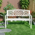 thumbnail image 3 of Hi-Line Gift Ltd. Harmony in White- Steel and Cast Iron Garden Bench for Outdoor Serenity, 3 of 5