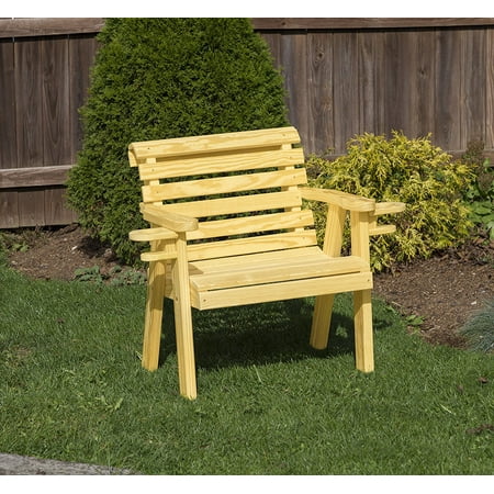 - Outdoor Patio Garden Lawn Exterior 2 Ft Gold Finish Amish Heavy Duty 800 Lb Roll Back Kiln-Dried Pine Chair With Cup Holders