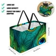 thumbnail image 2 of Peacock Feathers Large Capacity Reusable Oxford Cloth Grocery Basket - Foldable Shopping Bag for Picnics & Shopping, 2 of 7