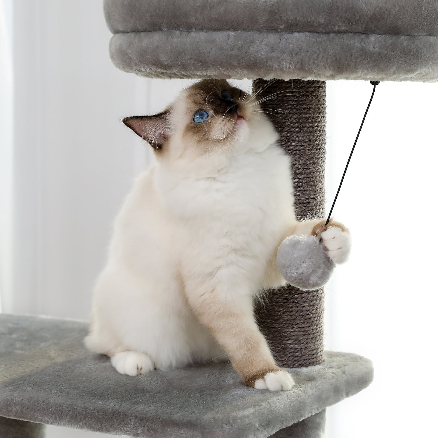 Pefilos 63" Cat Tree Tower for Indoor Cats, 4 Levels Platform Cat Condo for Large Cats with Fully Scratching Posts, Gray Pefilos 63" Cat Tree Tower for Indoor Cats, 4 Levels Platform Cat Condo for Large Cats with Fully Scratching Posts, Gray