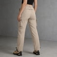 thumbnail image 4 of Straight Leg High Waisted Cargo Pants for Women Durable Trousers Flap Pockets Hiking Travel Outfits, 4 of 8