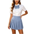 thumbnail image 3 of Pleated Skirt for Women Ihhxva High Waist A-Line School Uniform Mini Flared Cute Plaid Stretchy Cotton Casual Daily Office Wear Summer XS-3XL, 3 of 9