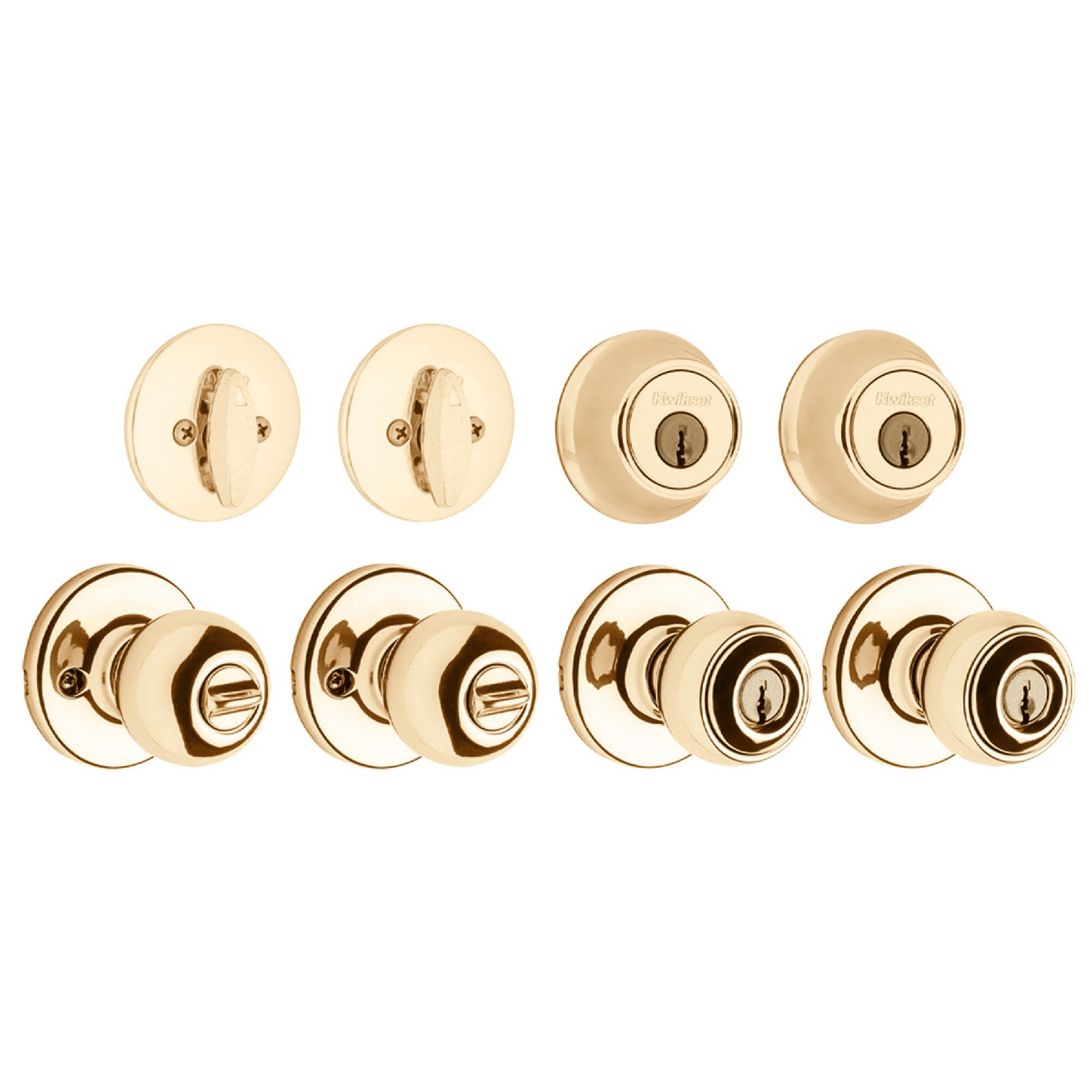 Kwikset Gold Keyed Entry Doorknob and Deadbolt, 2 Pack