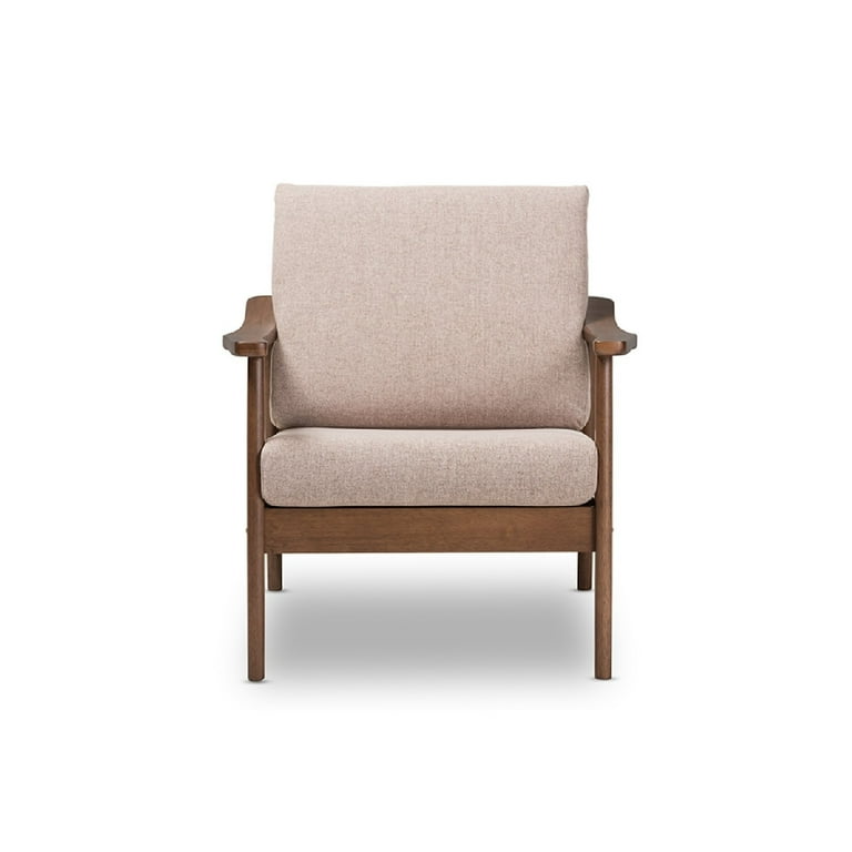 Baxton Studio Venza Mid-Century Modern Walnut Wood Light Brown Fabric Upholstered Lounge Chair Baxton Studio Venza Mid-Century Modern Walnut Wood Light Brown Fabric Upholstered Lounge Chair
