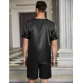 thumbnail image 3 of Ekouaer Men Silk Pajamas Set 2 Piece Pjs Soft Satin Sleepwear Shorts Button Down Tops Loungewear with Pockets, 3 of 6